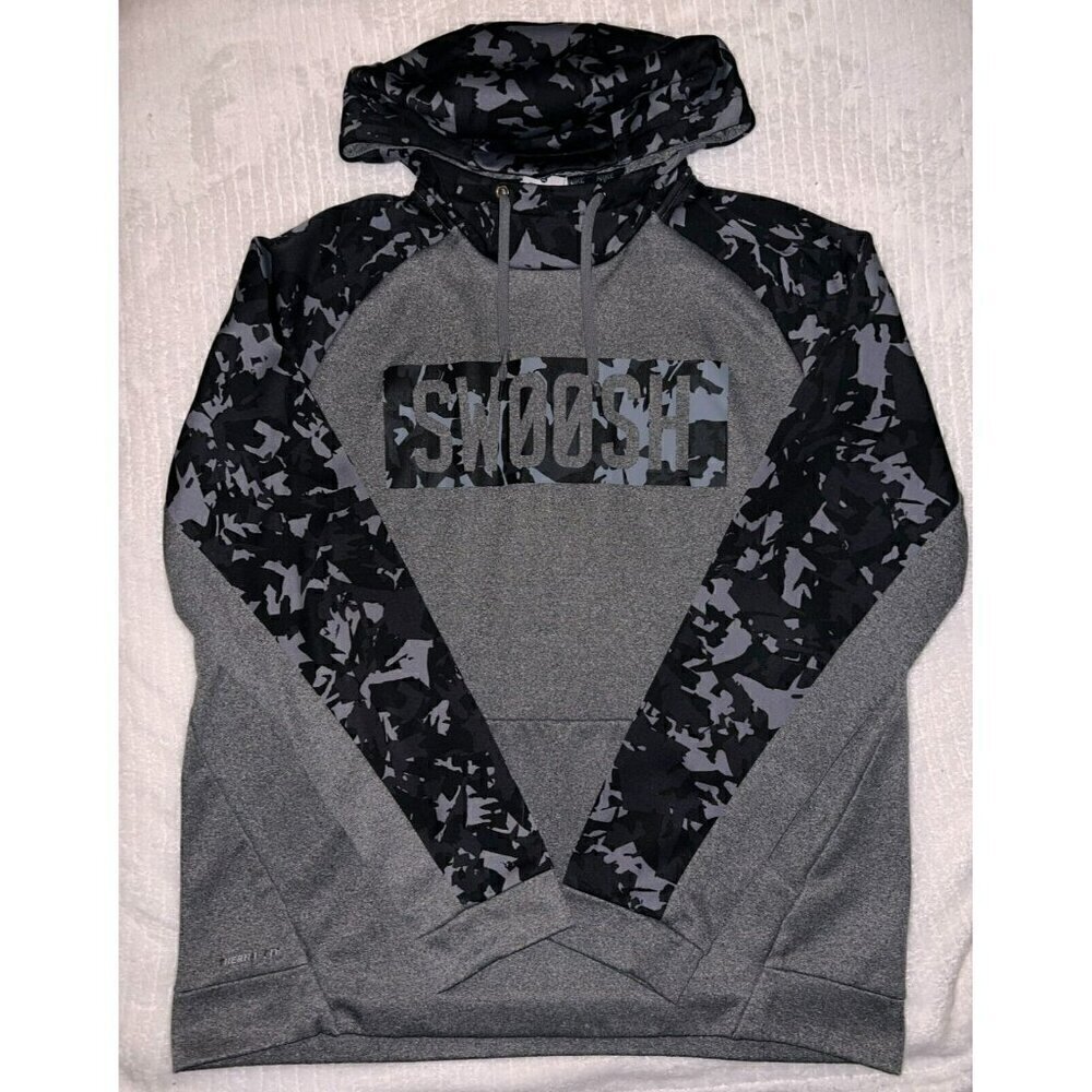 Nike Therma Fit Hoodie XL Black/Gray w/Swoosh across front